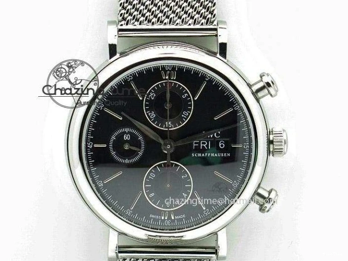 MIROTIME 1224 Fashionable Portofino IW458101 Diamond Bezel SS MK 1:1 Best Edition Blue Dial On Blue Leather Strap MIYOTA 7169